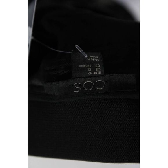 COS Womens Textured Abstract Print Elastic Waist Zip Up Mini Skirt Black Size 12 - Picture 5 of 7